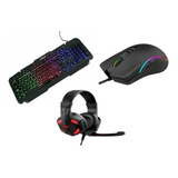 Combo Teclado+audifonos+ Mouse Led Gamer Gaming Juegos