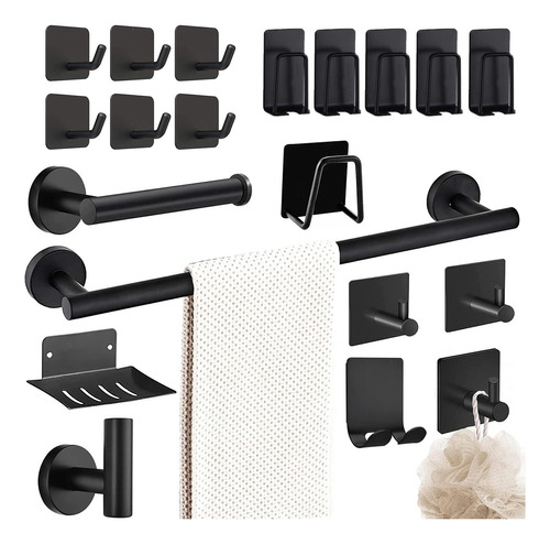 Juego Sets De Accesorios Para Baño Inoxidable Negro 20pcs