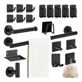 Juego Sets De Accesorios Para Baño Inoxidable Negro 20pcs