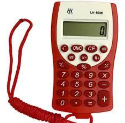 Mini Calculadora De Bolso Cordão Pescoço Colorida Lh1660 Cor Vermelho