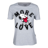 Playera Dama Gris Snoopy Peanuts More Love - American Level