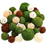 Juego De 36 Bolas Decorativas De Musgo Verde Natural Para Ce