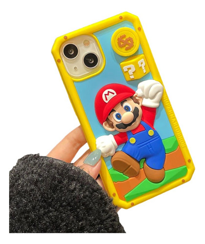 Funda Super Mario Bros 3d Para iPhone + Protectores De Cable