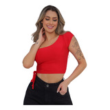 Cropped Top Blusinha Feminina Vermelho Alça Única