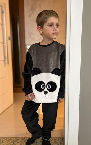 Pijama Inverno Fleece Soft Estampa Panda Masculino Infantil 