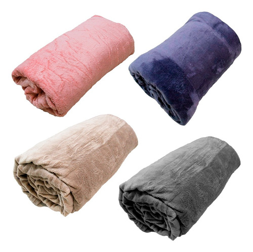 Kit 4 Cobertor Mantas Casal Dyuri Macio Liso 180x200