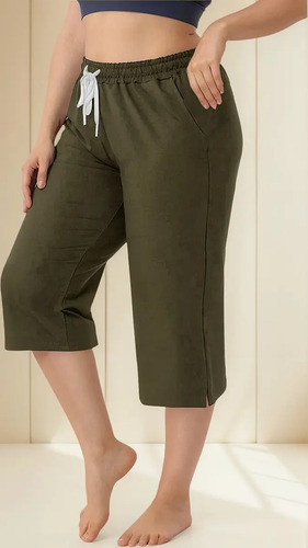 Pantalones Cortos, Capris Elásticos De Cintura Alta, ;
