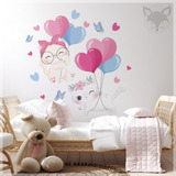 Vinilo Decorativo Infantil Gatitos Globos Y Corazones Ps18a