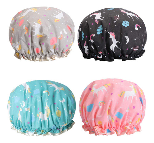 Gorras De Ducha De Unicornio, Sombrero De Bano De Doble Capa