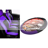 Fundas Cubre Asientos Cuero + Cubre Volante Violeta Femenino