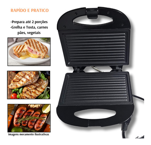 Sanduicheira Minigrill Multilaser Gourmet -preto- 750w-220v