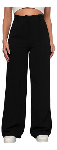 Calça Feminina Social Alfaiataria Pantalona Tecido Wide Leg