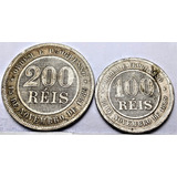 Réis Republica-200r-1898 E 100r-1889-escassas+moeda De Prata