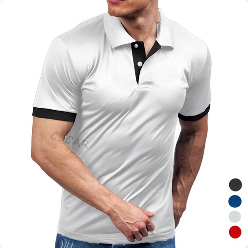 Polera Slim Fit Para Hombre Camisa De Poliéster Abotonada