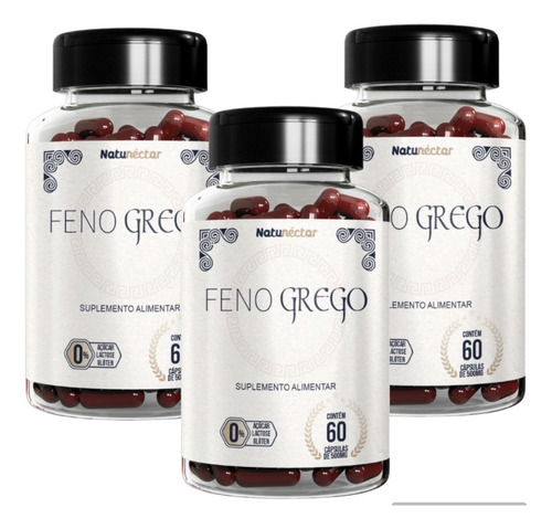 Kit 3 Feno Grego 60 Caps Premium Original 100% Natural