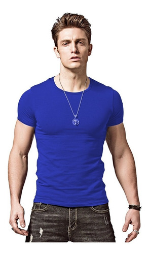 Camiseta Slim Fit Masculina Camisa Básica Blusa Justa Lisa