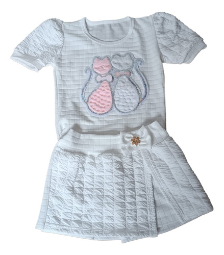 Conjunto Infantil Meninas Feminino  Shorts Saia E Blusa 