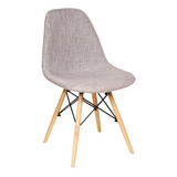 Silla Eames Comedor Tapizada En Lino Patas Nórdica Madera