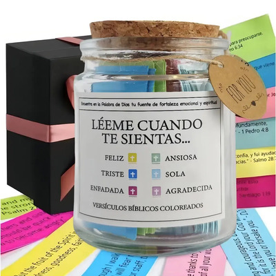 Frasco Bíblico De Cristal Versículos De La Biblia En Español Frasco de oración piadoso, frasco de deseos, regalo de amor, botella de deseos | Meses sin interés
