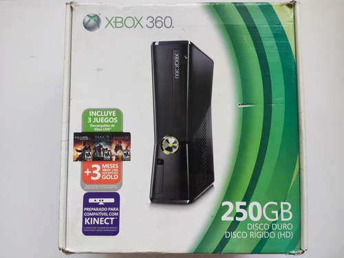 Xbox 360 Slim 250gb Matte Black En Caja + 1 Juego + Control