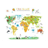 Vinil Mapa Del Mundo Dibujos Animados Para Sala O Habitacion