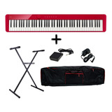 Piano Privia Casio Px-s1100 Rojo 88 Teclas + Funda Y Soporte