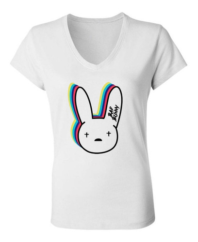 Remera Mujer Escote V Conejo Malo - Logo