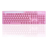 Teclado Cor Rosa Para Computador Com Suporte De Celular Pink