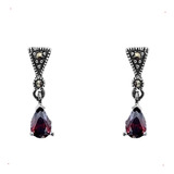 Aretes Marquesita Zirconia Gota Roja Plata 925 Envio Gratis