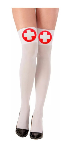 Medias Enfermera Bucaneras Panties Blancas Calcetines Cruz