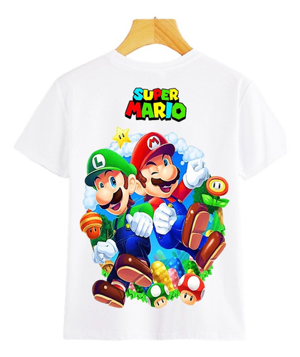 Camisetas De Mario Bros Para Niños Sublimada Piel De Durazno