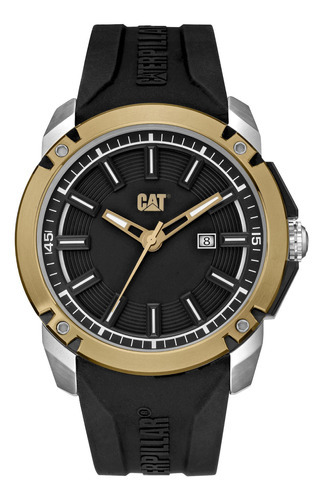 Reloj Caterpillar Hombre Elite Sumergible 100m Ah.181.21.128 Color De La Malla Negro Color Del Bisel Dorado Color Del Fondo Negro