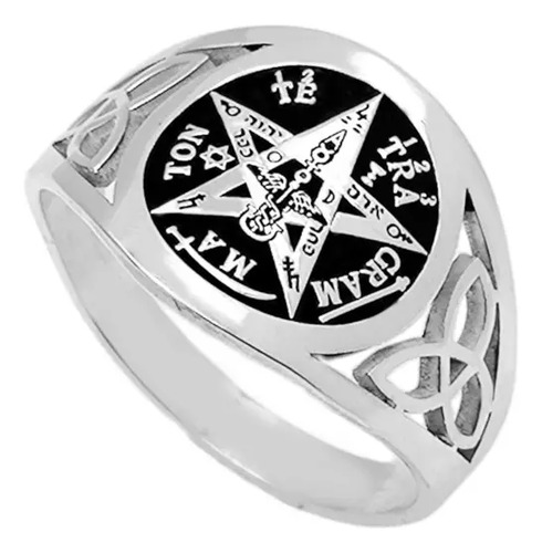 Anillo Tetragramaton Curado Dama , Ley Plata .925