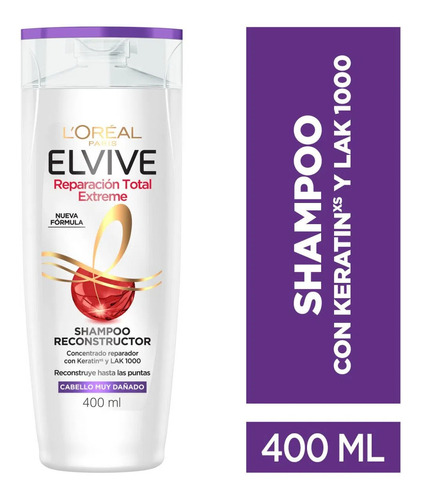 Shampoo Elvive Reparación Total Extreme Keratin Xs - 400ml