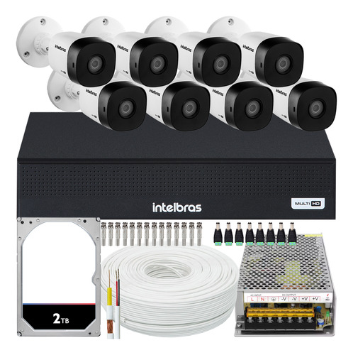 Kit 8 Câmeras Intelbras Vhd 1230 Full 30m Dvr 8 Canais 2tb