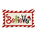 Christmas Believe Lumbar Pillow Covers 12 X 20 Mas Deco...