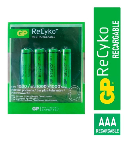 Pila Aaa Precargada Gp Recyko 950mah (4 Unidades)