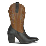 Bota Feminina Texana Country Salto Bico Fino Couro Legítimo 