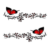 2 Pares De Pegatinas R729 Mariposa Flor Coche