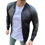 Campera Chaqueta Simil Cuero De Bengalina Elastizada