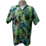Camisa Masc.hawaiana Verde Com Flores0049(atente As Medidas)