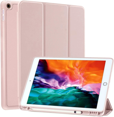 Funda Smart Case iPad 10.2 8 Gen 2020 Porta Pencil Rosa