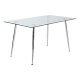 Mesa De Comedor Rectangular Vidrio Templado 140x80 - Iriarte Patas Cromado