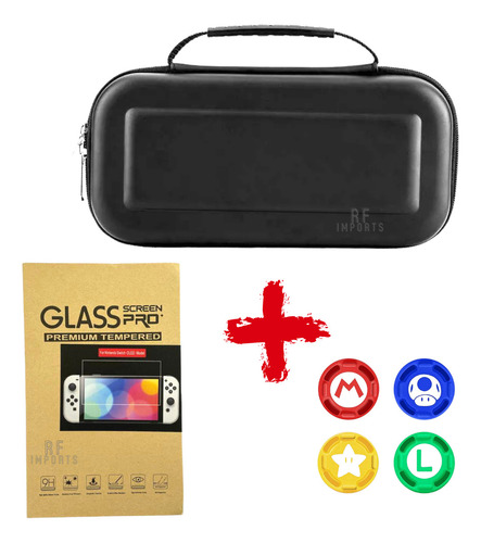 Bag Resistente Nintendo Switch+ Pelicula Vidro Oled+ 4 Grip