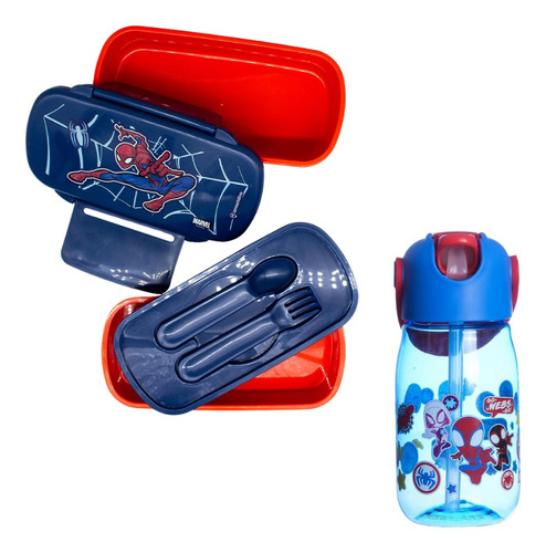 Kit Marmita Talheres + Garrafa Infantil Transição Canudo