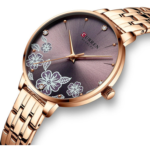 Reloj Curren Elegante Con Diamantes De Acero Inoxidable Para