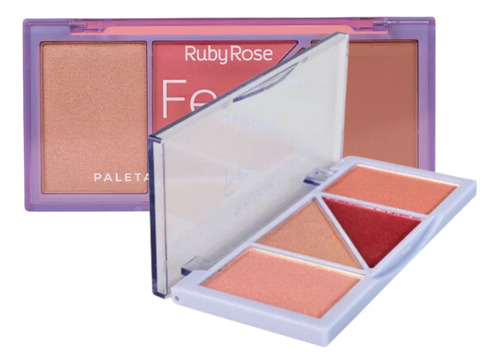 Set Contorno Rubor Iluminador Ruby Rose - g a $4983