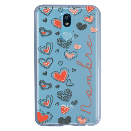 Funda LG Antigolpes Corazones Personalizada Con Nombres