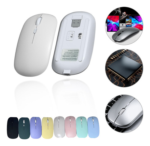 Mouse De Modo Duplo Sem Fio Bluetooth Recarregável Portátil