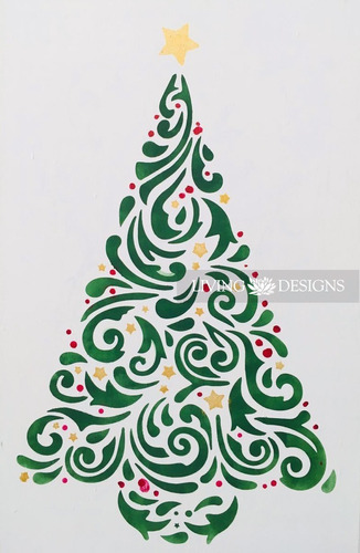Plantilla Decorativa Pino Navidad 40x30cm Stencil Reusable